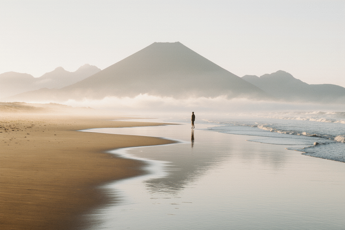 Stille am See – eine einzelne Gestalt in der Weite der Natur. Rückkehr zu sich selbst.